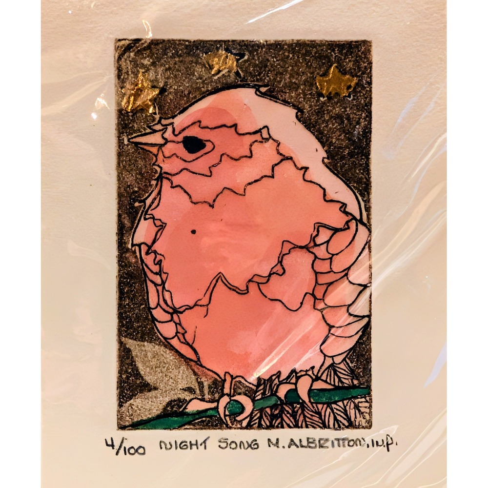 Margaret Albritton Night Song Hand Colored Etching Signed Numbered 4/100